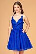 Elizabeth K GS3090 3D Floral Top Plunging Neck Dress