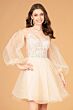 Elizabeth K GS3095 Detached Sleeves Embellished Top Dress