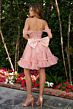 Elizabeth K GS3854 Off The Shoulder Ruffle Hem Lace-Up Dress