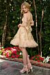 Elizabeth K GS3854 Off The Shoulder Ruffle Hem Lace-Up Dress