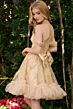 Elizabeth K GS3854 Off The Shoulder Ruffle Hem Lace-Up Dress