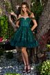 Elizabeth K GS3854 Off The Shoulder Ruffle Hem Lace-Up Dress