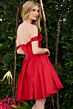 Elizabeth K GS3855 Off The Shoulder Basque Waist Lace-Up Dress