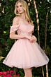 Elizabeth K GS3859 Off The Shoulder Full Skirt Lace-Up Dress
