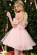 Elizabeth K GS3859 Off The Shoulder Full Skirt Lace-Up Dress