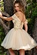 Elizabeth K GS3859 Off The Shoulder Full Skirt Lace-Up Dress