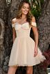 Elizabeth K GS3861 Corset Bodice Cold-Shoulder Dress