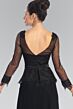 Elizabeth K GL1097 Peplum Lace Bodice Long Sleeve Dress