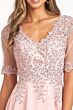 Elizabeth K GL1982 Sheer Sleeve A-Line Chiffon Dress