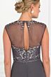 Elizabeth K GL2099 Sheer Neck Beaded Bodice Dress