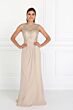 Elizabeth K GL2099 Sheer Neck Beaded Bodice Dress