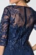 Elizabeth K GL2810 Three Quarter Sleeve Sheer Bateau Neck Dress