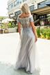 Elizabeth K GL2942 Scalloped Off-The-Shoulder A-Line Dress