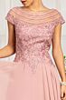Elizabeth K GL3065 Sheer Cap Sleeve A-Line Dress