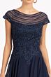 Elizabeth K GL3065 Sheer Cap Sleeve A-Line Dress