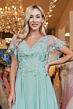 GLS by Gloria GL3352 Flutter Sleeve Sheer Back A-Line Dress