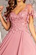 GLS by Gloria GL3352 Flutter Sleeve Sheer Back A-Line Dress
