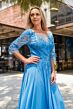 GLS by Gloria GL3445 Sheer Sleeve A-Line Embroidered Dress