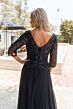 GLS by Gloria GL3446 V-Back Bateau Neck Embroidered A-Line Dress
