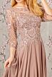GLS by Gloria GL3446 V-Back Bateau Neck Embroidered A-Line Dress