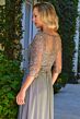 Elizabeth K GL3574 Embroidered A-Line Three Quarter Sleeve Dress