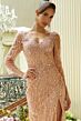 GLS by Gloria GL3575 Sheer Sleeve High Slit Embellished Dress