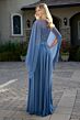 GLS by Gloria GL3736 Smoky Blue Bateau Neckline Dress