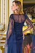 GLS by Gloria GL3784 Cape Sleeve High Slit Navy Blue Dress