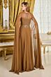 GLS by Gloria GL3785 Cape Sleeve Light Brown Dress