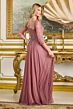 GLS by Gloria GL3787 Illusion Three-Quarter Sleeve Dusty Rose Dress