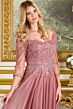 GLS by Gloria GL3787 Illusion Three-Quarter Sleeve Dusty Rose Dress