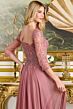 GLS by Gloria GL3787 Illusion Three-Quarter Sleeve Dusty Rose Dress
