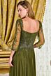 GLS by Gloria GL3787 Illusion Three-Quarter Sleeve Dusty Rose Dress
