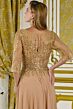 GLS by Gloria GL3796 Illusion Three-Quarter Sleeve Gold Dress