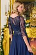 GLS by Gloria GL3796 Illusion Three-Quarter Sleeve Gold Dress