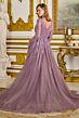 GLS by Gloria GL3832 Mauve V-Neckline with Overskirt Dress