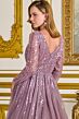 GLS by Gloria GL3832 Mauve V-Neckline with Overskirt Dress