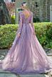 GLS by Gloria GL3832 Mauve V-Neckline with Overskirt Dress