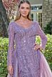 GLS by Gloria GL3832 Mauve V-Neckline with Overskirt Dress