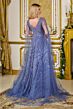 GLS by Gloria GL3833 Smoky Blue Embellished V-Neckline Dress