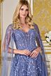 GLS by Gloria GL3833 Smoky Blue Embellished V-Neckline Dress