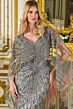 GLS by Gloria GL3834 Gray Green Embellished with Cape Dress