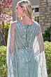 GLS by Gloria GL3835 Gray Blue V-Neckline with Cape Dress
