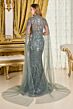 GLS by Gloria GL3836 Gray Green Embellished High Neckline Dress