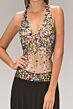 Elizabeth K GL1070 Jeweled Top Drop Waist Halter Neck Dress