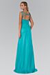 Elizabeth K GL1088 Pleated Bodice Illusion Neckline Dress