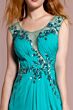 Elizabeth K GL1088 Pleated Bodice Illusion Neckline Dress