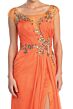 Elizabeth K GL1088 Pleated Bodice Illusion Neckline Dress