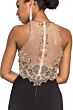 Elizabeth K GL1303 Beaded Neck Sheer Back Dress