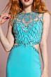 Elizabeth K GL1328 Illusion Back Embellished Top Cutout Dress